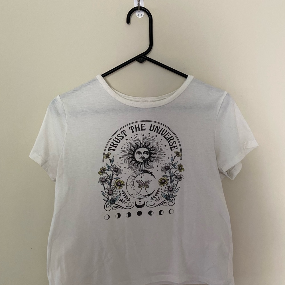 White Graphic Tee - Trust the Universe